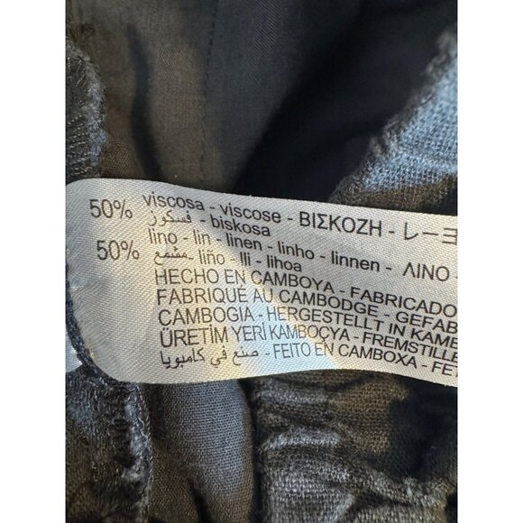 Zara Medium Dark Gray Viscose & Linen Blend Elastic Waist Shorts - Picture 8 of 9